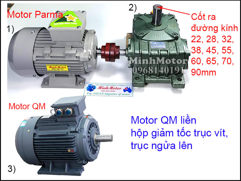 Motor QM 3 Pha chân đế lắp đặt khớp nối