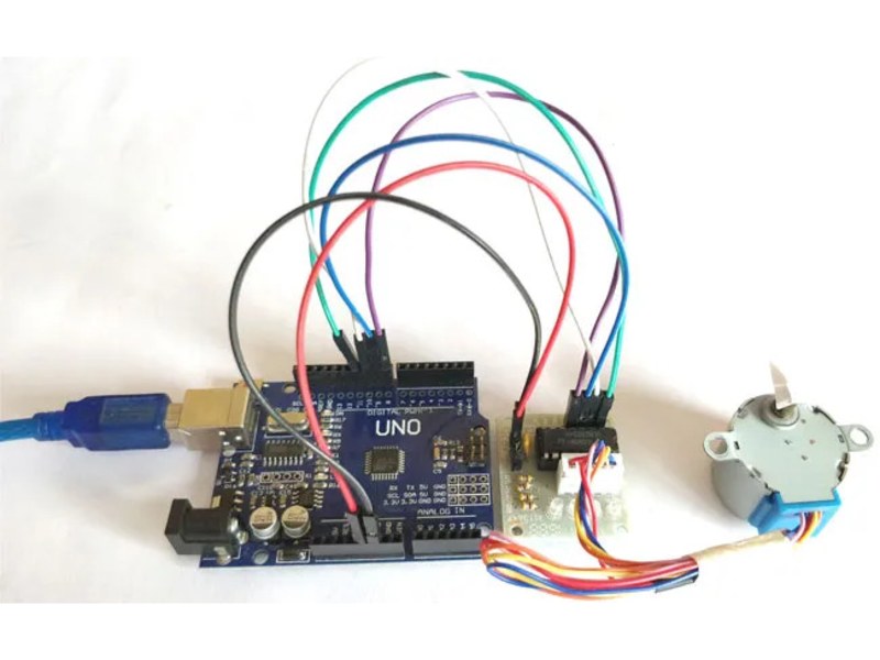 Động cơ bước 28BYJ-48 nối mạch ULN2003 với Arduino Uno