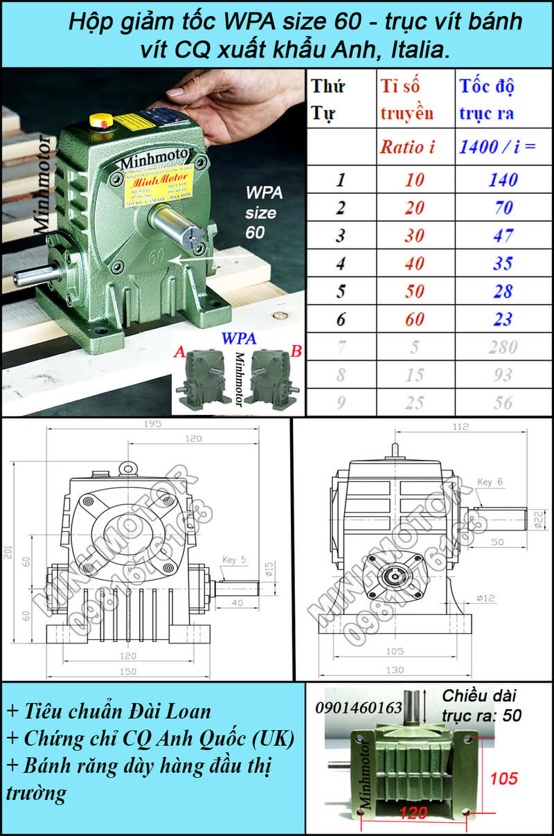 Hộp giảm tốc WPA 60