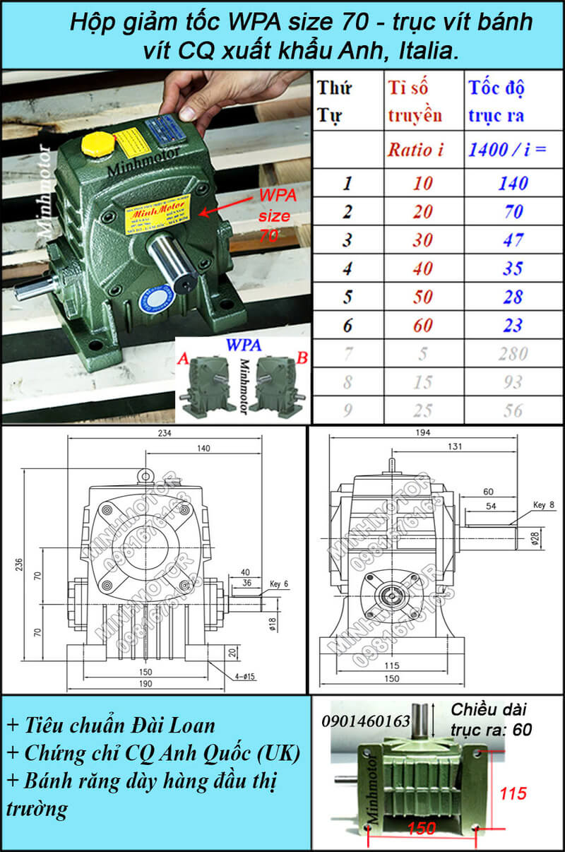 Hộp số WPA 70