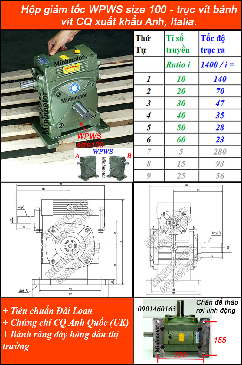 Hộp số WPWS size 100