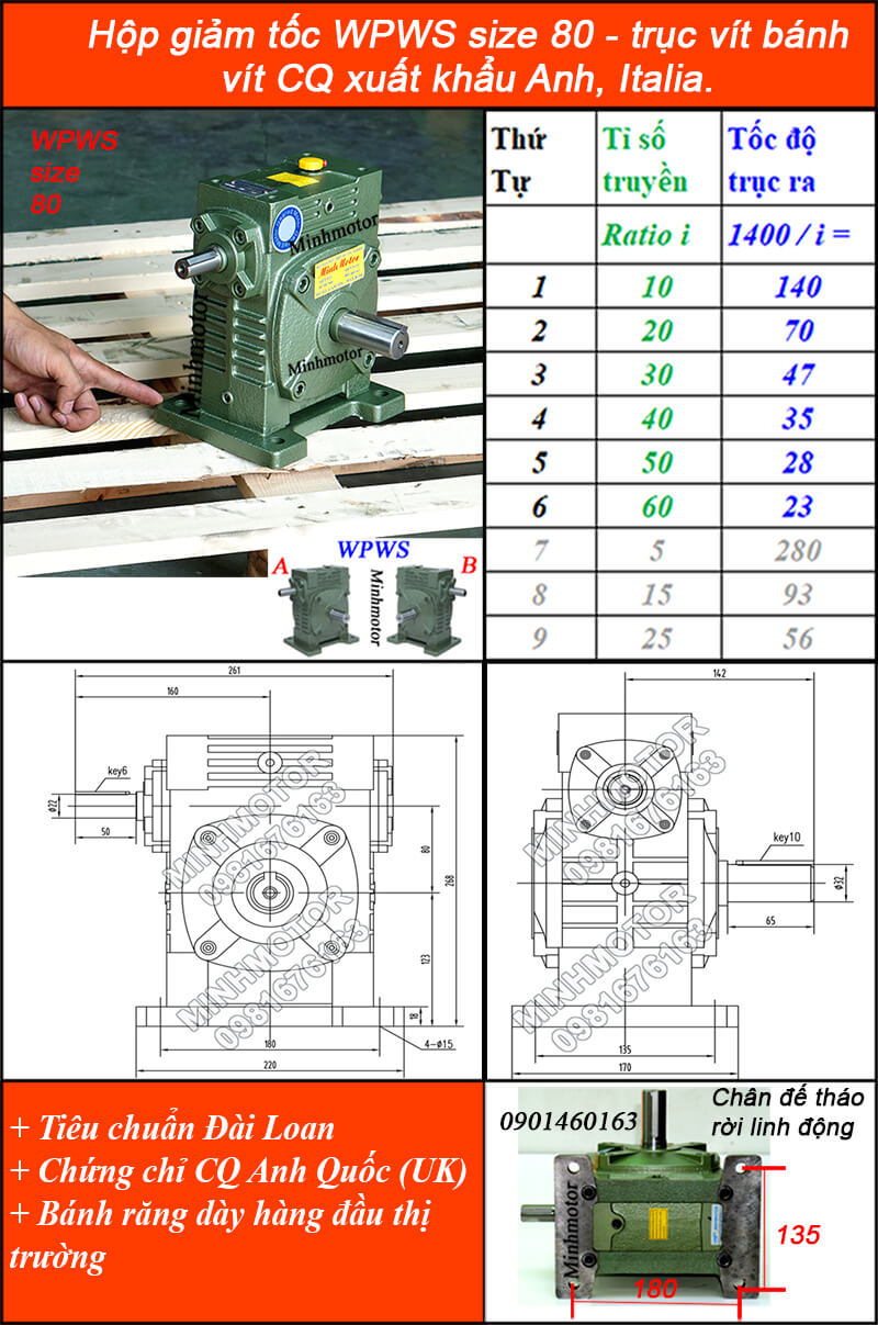 Hộp số WPWS size 80