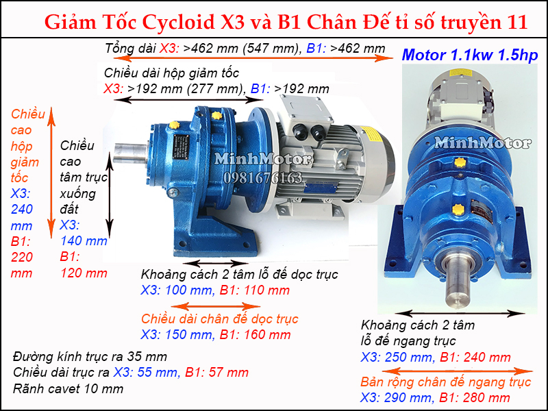Bản vẽ động cơ giảm tốc cycloid 1.5HP 1.1kw ratio 11