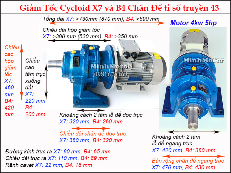 Bản vẽ động cơ giảm tốc cycloid 5HP 4kw ratio 43