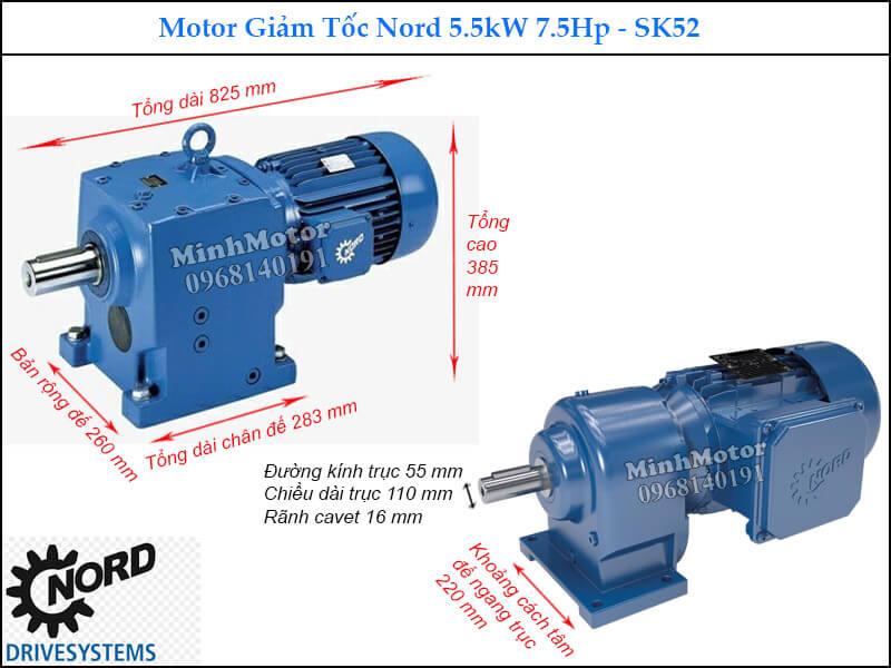 Motor hộp số Nord 5.5Kw 7.5Hp SK52