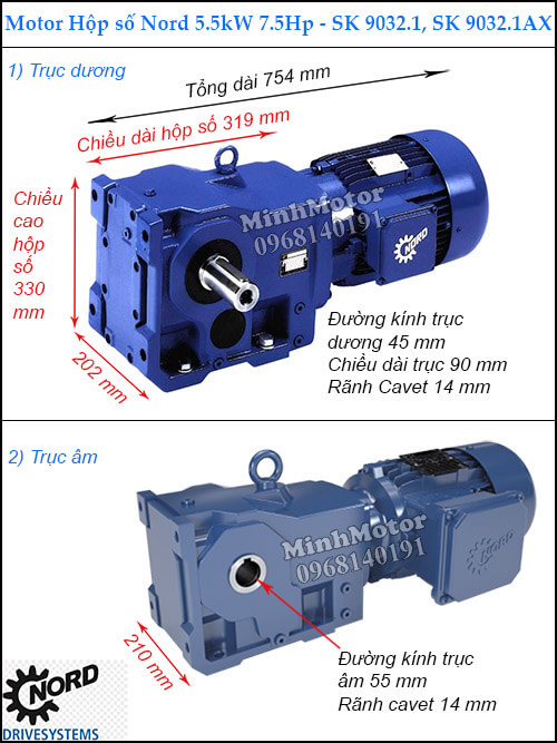 Motor giảm tốc Nord 5.5Kw 7.5Hp SK 9032.1