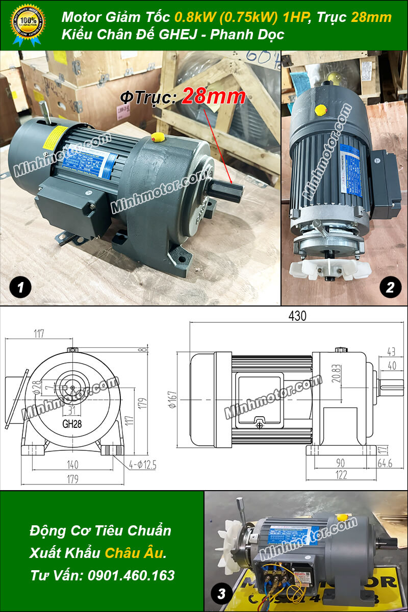 phanh 0.75kw trục 32