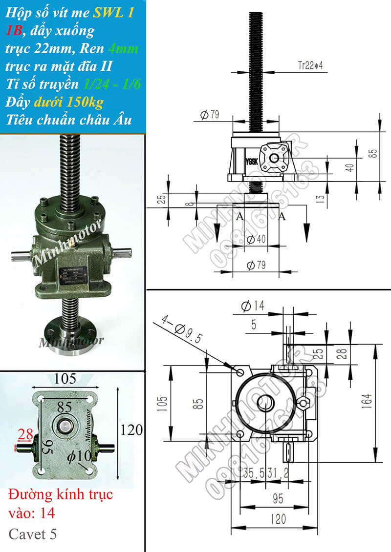SWL1-1B-II trục hướng xuống mặt đất