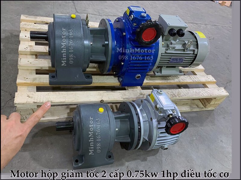 hộp giảm tốc 2 cấp 0.75kw 1hp điều tốc cơ