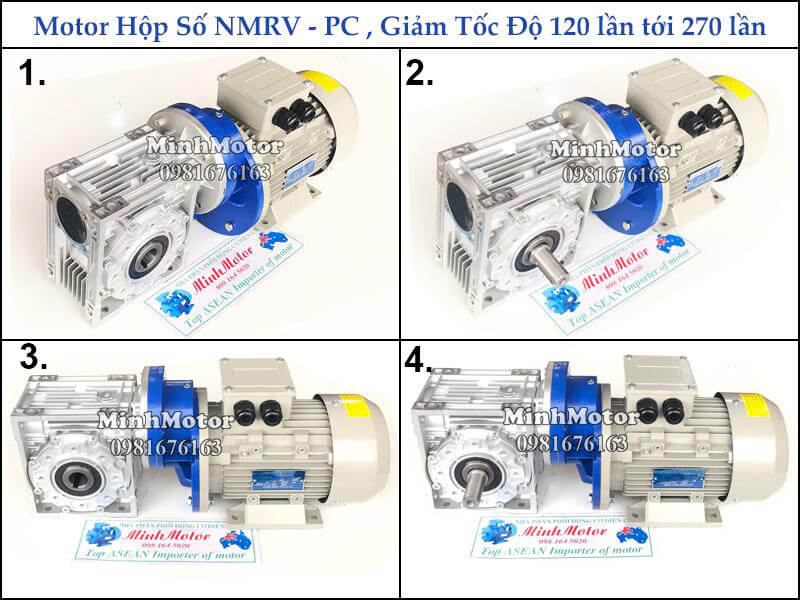 Hộp số NMRV + PC size 75, ratio 75, 37, 125, 150, 200, 250