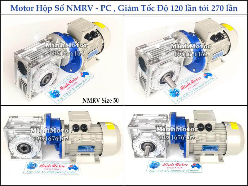 hộp giảm tốc 2 cấp nmrv size 50 gắn hộp giảm tốc tăng cường pc