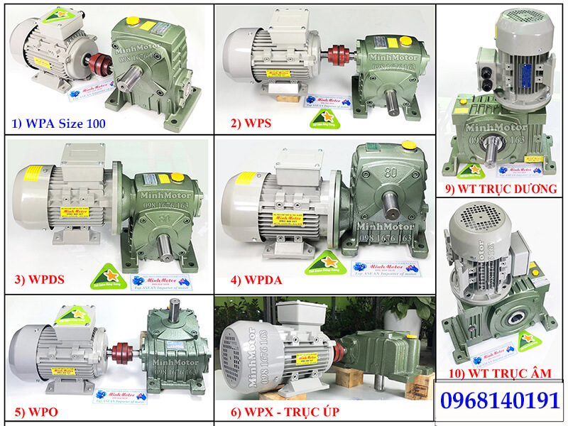 kích thước lắp đặt hộp giảm tốc wpa size 100