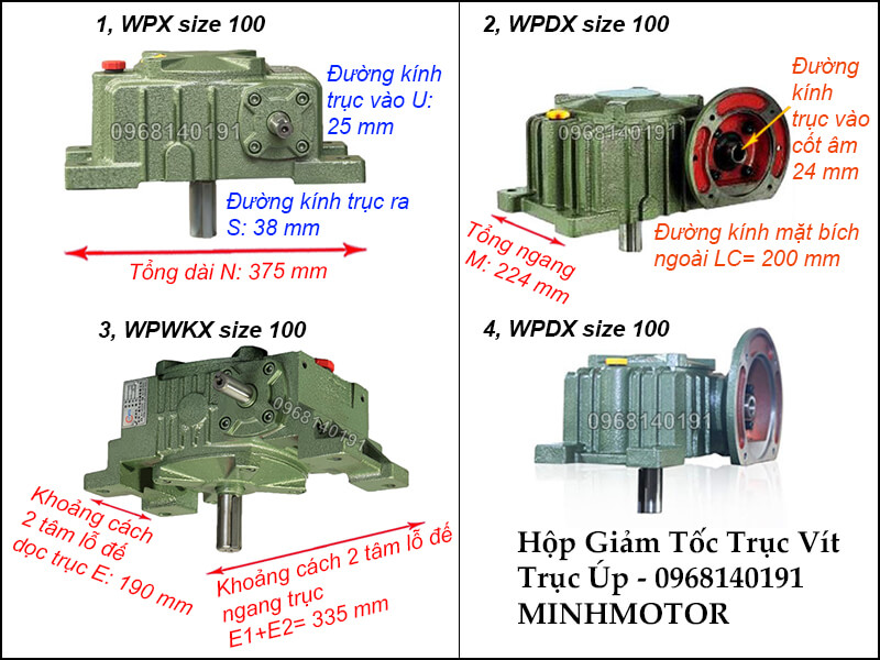 bản vẽ hộp giảm tốc trục vít wpx size 100