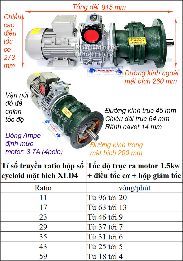 Bộ điều khiển motor Cyclo khuấy 1.5Kw 2Hp XLD4