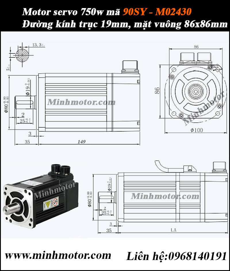 Bản vẽ kỹ thuật Motor servo 90SY-M02430
