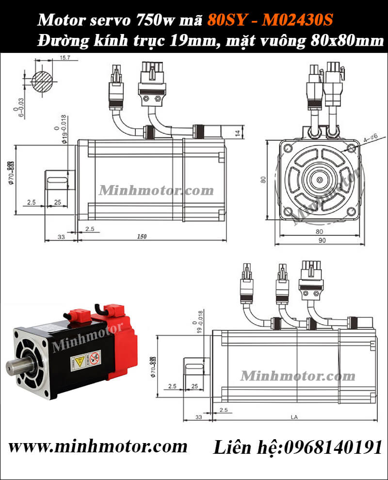 Bản vẽ kỹ thuật Motor servo 80SY-M02430S