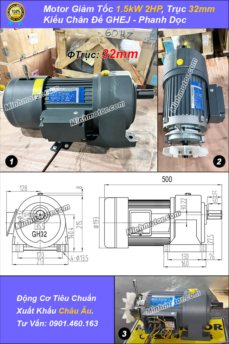 phanh 1.5Kw trục 32